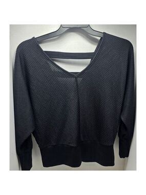 Women's Just Be... Black Ribbed Long Sleeve Tee L